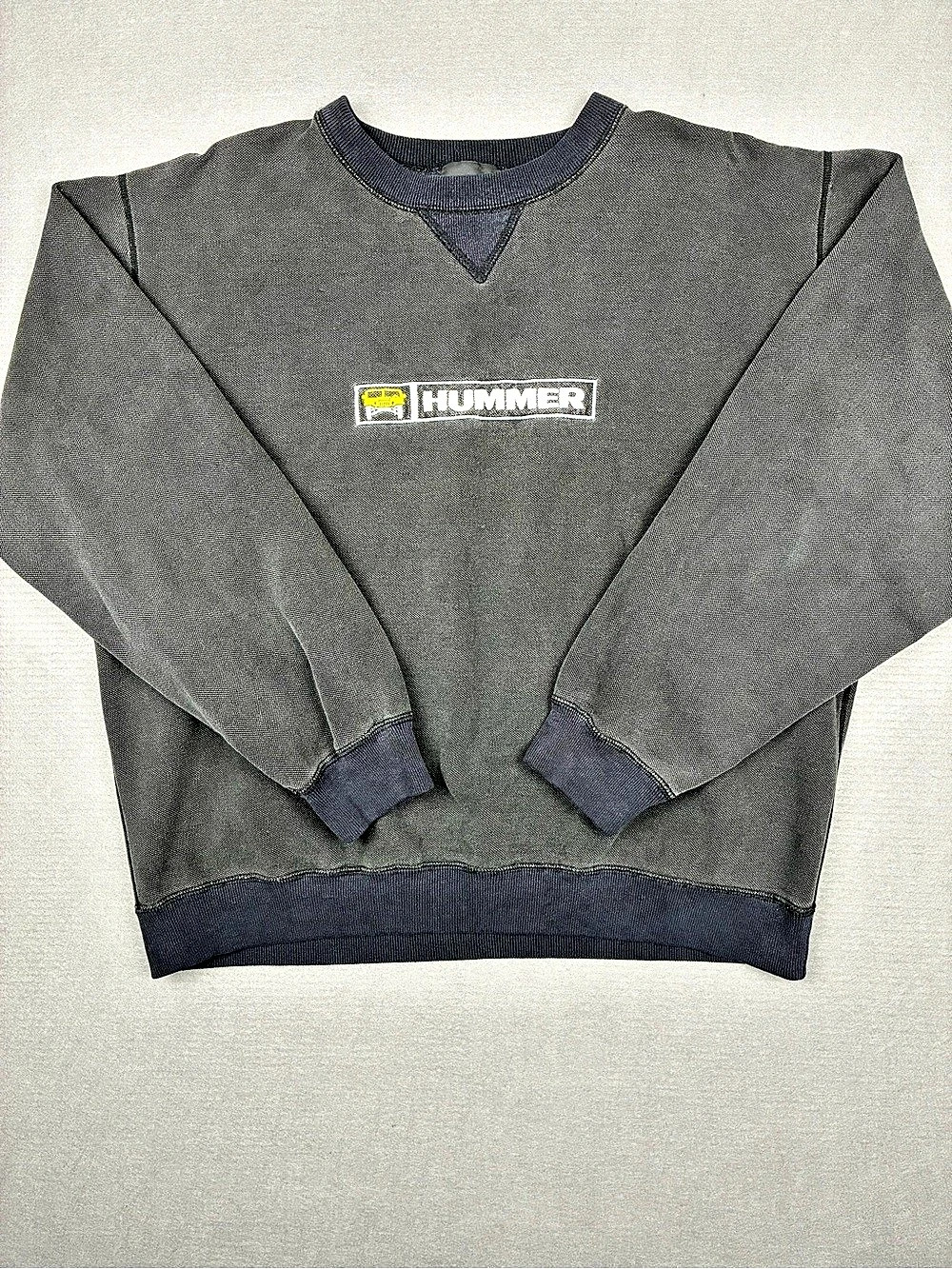 Hummer Pullover Sweatshirt Grey Crewneck Boxy Fit Mens Large Embroidered Logo